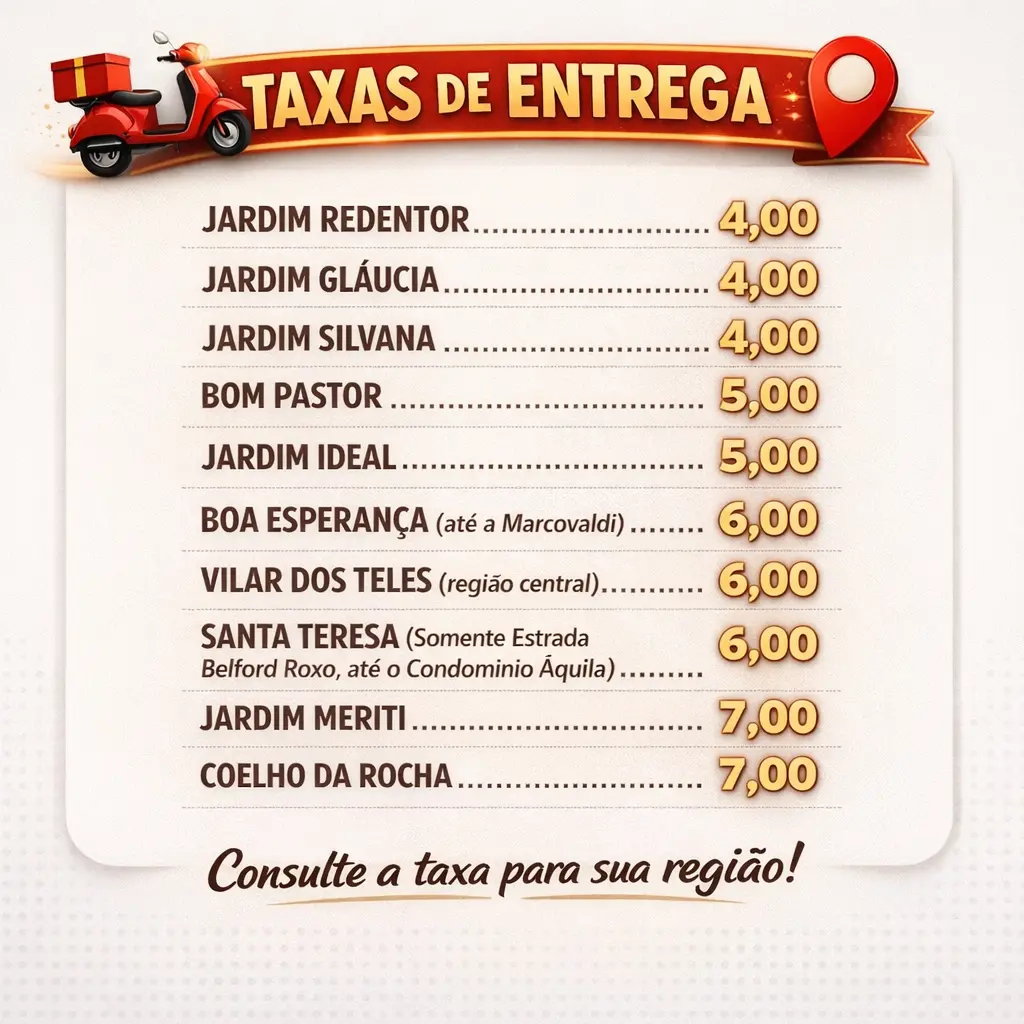 Taxas de Entrega Pizzapão